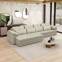 Ver imagem 1 de Sofá Retrátil Manual Sala de Estar Nolan Bipartido 339cm Conforto Premium em Couro Offwhite G58 - Gr