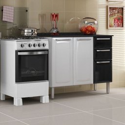 Balcão de Cozinha Itatiaia em Aço 105cm 3 Portas e 2 Gavetas Branco e Preto Luce - 2