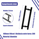 Ver imagem 4 de Puxador H Alumínio Tubular Redondo Diâmetro 25,4cm 400x300 - Preto Fosco