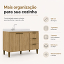 Ver imagem 3 de Balcão de Pia 2 Portas 3 Gavetas Ana 120cm Dourado - J Carvalho