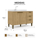 Ver imagem 4 de Balcão de Pia 2 Portas 3 Gavetas Ana 120cm Dourado - J Carvalho