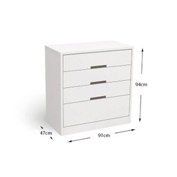 Cômoda Juvenil S824 c/ 4 Gavetas Branco - Kappesberg - 3