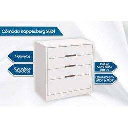 Cômoda Juvenil S824 c/ 4 Gavetas Branco - Kappesberg - 2
