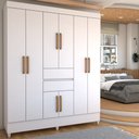 Ver imagem 1 de Guarda-roupa Solteiro Leal 8 Portas 2 Gavetas Branco - Panorama Móveis