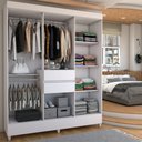Ver imagem 2 de Guarda-roupa Solteiro Leal 8 Portas 2 Gavetas Branco - Panorama Móveis