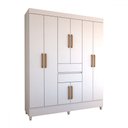 Ver imagem 3 de Guarda-roupa Solteiro Leal 8 Portas 2 Gavetas Branco - Panorama Móveis