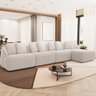 Sofá 5 Lugares com Chaise Direito Sala Living 328cm Arlo F04 Bouclê Bege - Lyam Decor - 1