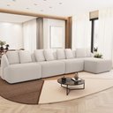 Ver imagem 1 de Sofá 5 Lugares com Chaise Direito Sala Living 328cm Arlo F04 Bouclê Bege - Lyam Decor
