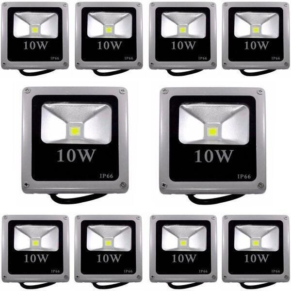 Kit 10 Refletores Led 10W Holofote COB 6500K Branco Frio - 1