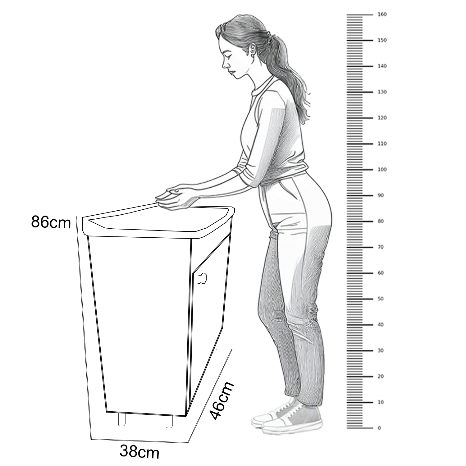 Tanque 22l com Gabinete 46cm 1 Porta + Sifão Entregue Montado Cor: Tanque Branco - 6