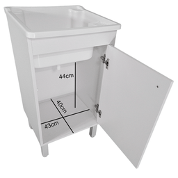 Tanque 26l com Gabinete 46cm 1 Porta + Sifão Entregue Montado Cor: Tanque Branco - 3