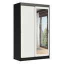 Ver imagem 2 de Guarda-Roupa Solteiro Madesa Tokio 2 Portas de Correr com Espelho 2 Gavetas Preto/Branco Cor:Preto/B