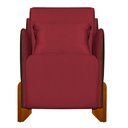 Ver imagem 2 de Poltrona Composê Heloisa Couro Marrom Veludo Vermelho