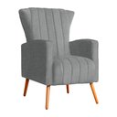 Ver imagem 2 de Kit 02 Poltrona Decorativa Melinda Linho Cinza - Fm