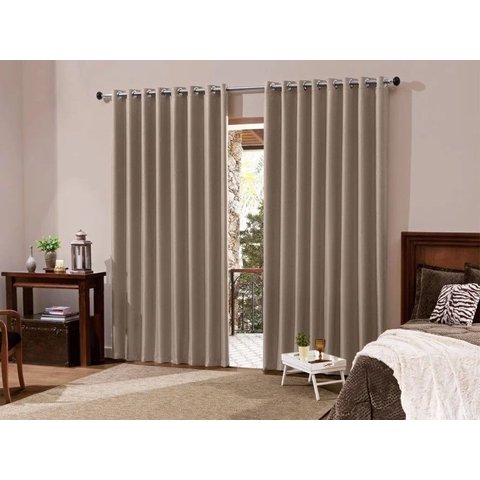 Cortina Blackout Tecido Quarto Casal Sala 3,00x2,30 M - Bege Claro