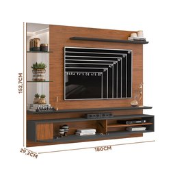 Painel Grande Para TV 60 Polegadas Com Espelho Freijó Cinza Urbano Rufus Shop JM - 4