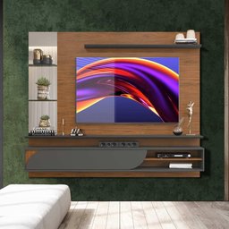 Painel Grande Para TV 60 Polegadas Com Espelho Freijó Cinza Urbano Rufus Shop JM - 1