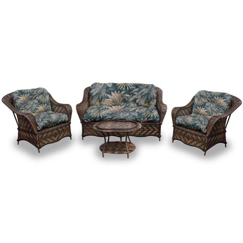 Conjunto de Sofás Fibra Sintética Nairóbi - 1 Sofá 2 L + 2 Poltronas + 1 Mesa Centro - Tecido Palmar
