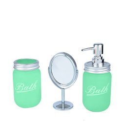 Set Banheiro com Espelho Clean Color Verde 28,5X9X21,5cm Urban - 1