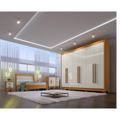 Guarda Roupa Casal Athos 6 Portas 100% Mdf D`doro Móveis - Cinamomo/off White