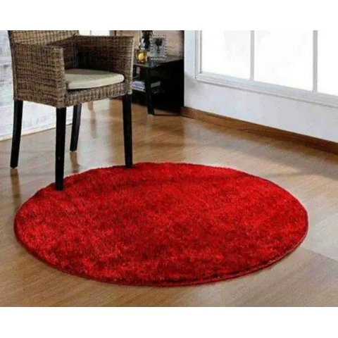 Tapete Sala Esc. Redondo 1,50 M Macio Antider. Vermelho