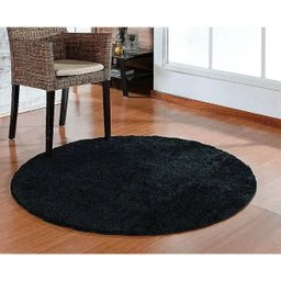 Tapete Sala Esc. Redondo 1,50 M Macio Antider. Preto - 1
