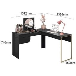 Penteadeira/escrivaninha de Canto Luna C/espelho Preto Fosco - Belaflex - 2