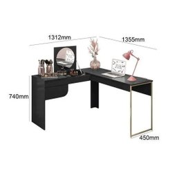 Penteadeira/escrivaninha de Canto Luna C/espelho Preto Fosco - Belaflex - 4