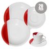 Conjunto Pratos 20 Peças Jantar Jogo Cozinha Vermelho Ceramica Xicara - 1