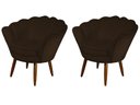 Ver imagem 1 de Kit 2 Poltronas Decorativa Pétala Suede Marrom Pés Madeira Ms Decor