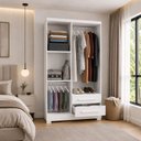 Ver imagem 3 de Guarda Roupa Multiuso Paris 4 Portas 2 Gavetas com Corrediças Telescópicas Casal ou Solteiro Branco