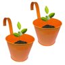 Kit com 2 Cachepot para Jardim Suspenso Vertical de Metal Grande Laranja (cachepo-3) - 4
