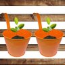 Kit com 2 Cachepot para Jardim Suspenso Vertical de Metal Grande Laranja (cachepo-3) - 1