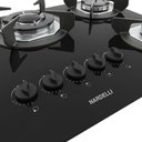 Ver imagem 2 de Cooktop Safe Ferro Fundido 5 Bocas Tripla Chama Glp Nardelli Preto Bivolt