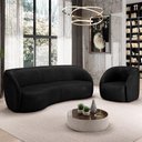 Ver imagem 1 de Kit Sofá 4 Lugares Eron 240cm com Poltrona Giratória Angelina M03 Couríssimo Preto - Lyam Decor
