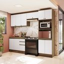 Ver imagem 1 de Armário de Cozinha Completa Torre Quente 100% Mdf 270cm Nogueira/branco Celeste Kappesberg