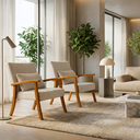 Ver imagem 1 de Kit 2 Poltrona Jade Boucle Almofada Estofada Sala de Estar Moderna Decorativa:bege Sisal