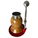 Ver imagem 1 de Escorredor Vira Mate 3 em 1 Cuia Bomba Chimarrão Suporte - Vermelho