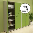 Ver mais imagens de Armário de Escritório 2 Portas com Chave e Prateleiras Reguláveis Aço Cinza/Verde Miró