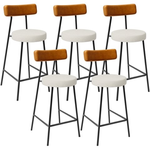 Kit 05 Banquetas Baixa Cozinha Sala Jantar Bancada Milão L02 Couríssimo Whisky Champagne - lyam deco