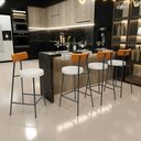 Ver imagem 2 de Kit 05 Banquetas Baixa Cozinha Sala Jantar Bancada Milão L02 Couríssimo Whisky Champagne - lyam deco