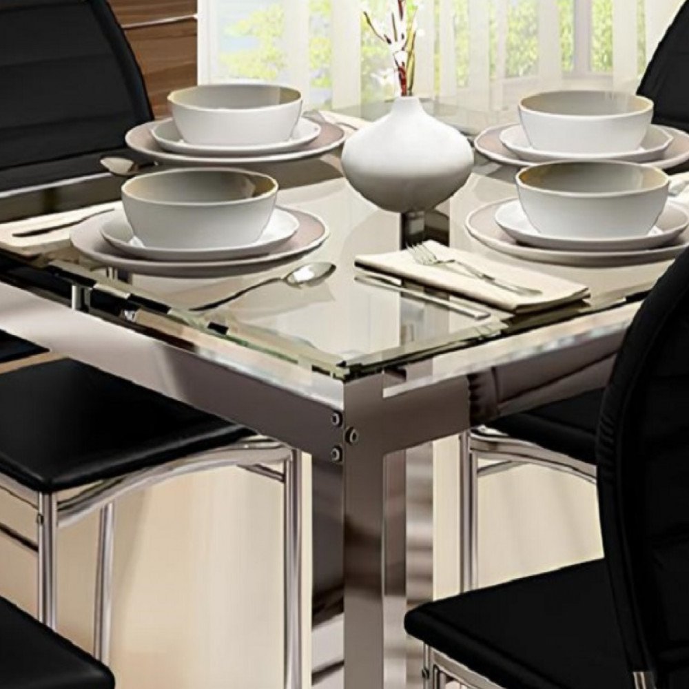Conjunto de Mesa Ornata 90x90cm com 4 Cadeiras Verena Cromado e Tampo de Vidro Tubform - 2