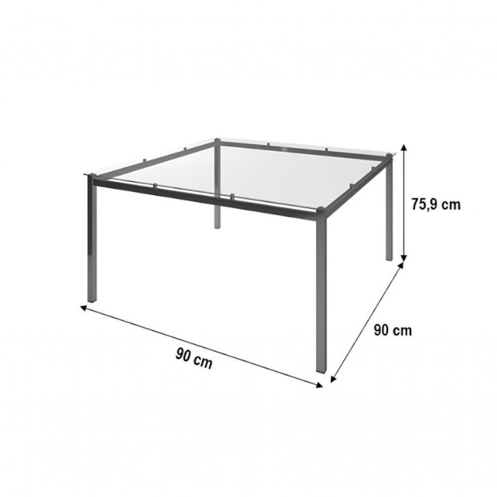 Conjunto de Mesa Ornata 90x90cm com 4 Cadeiras Verena Cromado e Tampo de Vidro Tubform - 6