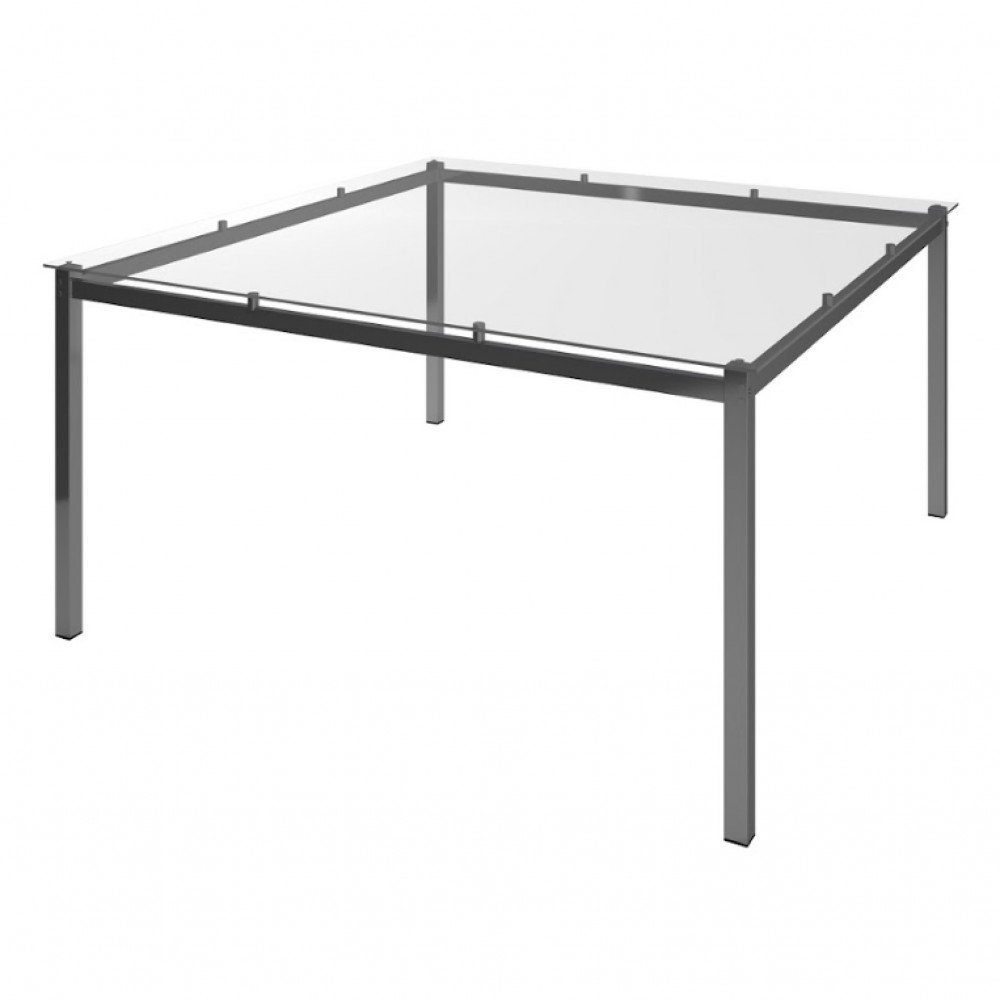 Conjunto de Mesa Ornata 90x90cm com 4 Cadeiras Verena Cromado e Tampo de Vidro Tubform - 4