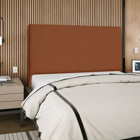 Cabeceira Cama Box Orgânica King 195cm Luna Suede C/frame Terracota