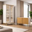 Ver imagem 2 de Kit de Aparador Buffet Benvenuto e Cristaleira Evora Pés de Aço Off White/cinamomo