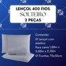 Jogo Lencol Solteiro 400 Fios 02 Peças Cor Cinza Percal com Elastico Hotel Macio - 3