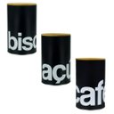 Ver imagem 1 de Kit 3 Latas Metal Porta Mantimentos Açúcar Biscoito e Café