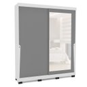 Ver imagem 2 de Roupeiro Porto 2 Portas de Correr com Espelho 177x213cm Branco/Cinza 240849