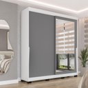 Ver imagem 1 de Roupeiro Porto 2 Portas de Correr com Espelho 177x213cm Branco/Cinza 240849